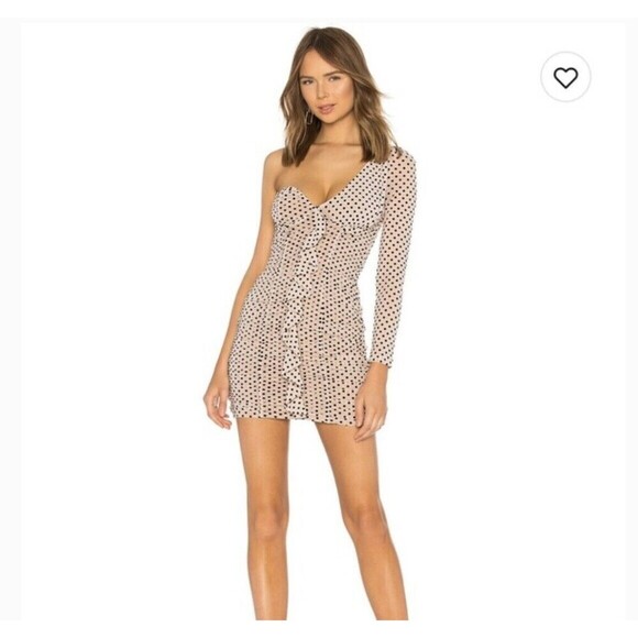 Majorelle Dresses & Skirts - Majorelle SIZE LARGE Dress Karissa Mini One Shoulder Pink Polka Dot REVOLVE
